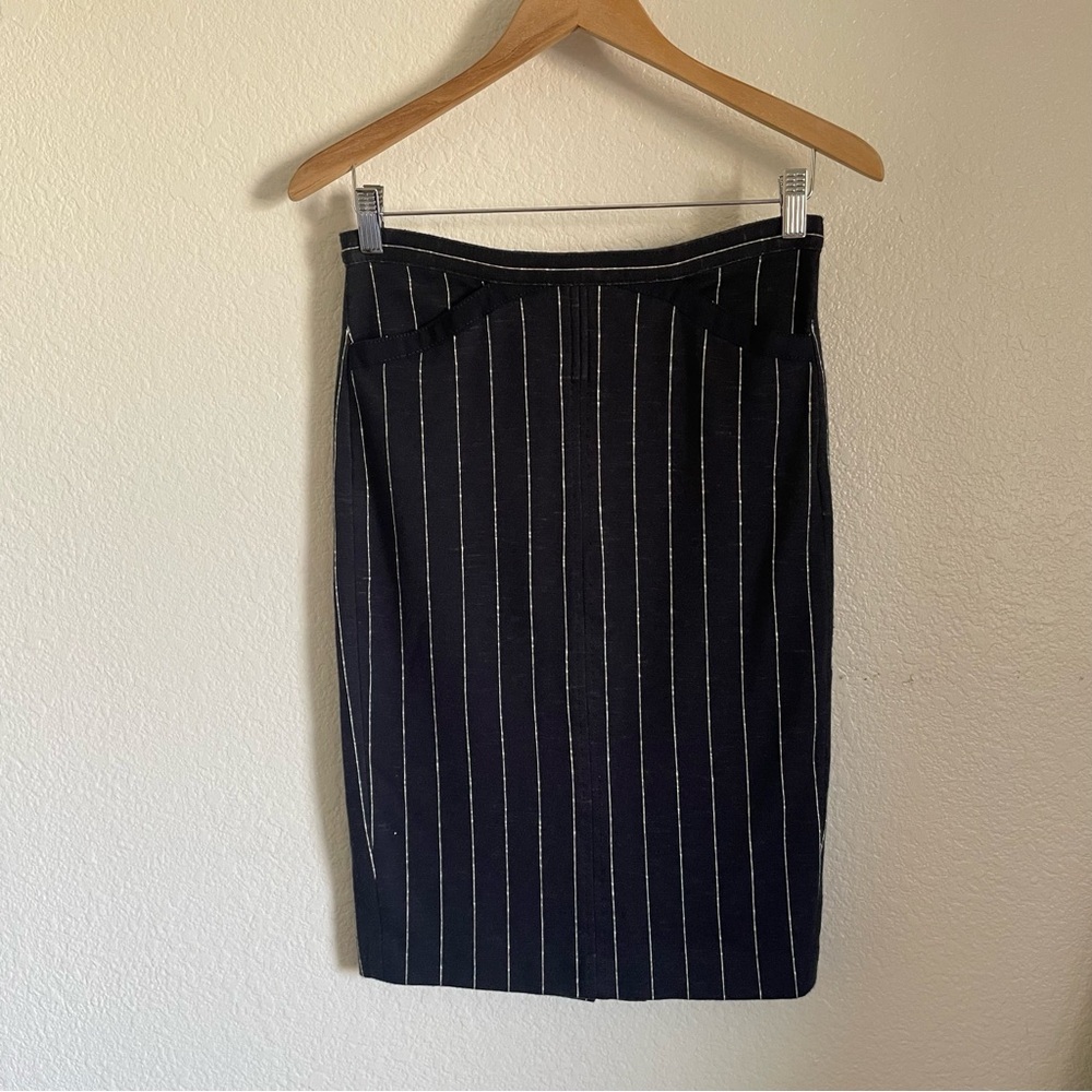 ATM Striped Pencil Skirt Navy White Stripe Combo AW6005 MC Acrylic Cotton Wool S